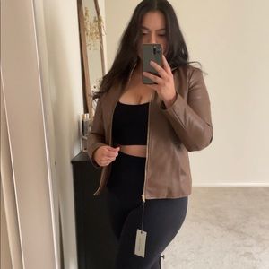 Faux leather brown jacket